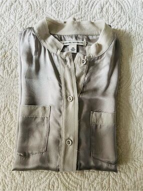 Banana Republic Silk Women's Light Gray Button Front Jacket